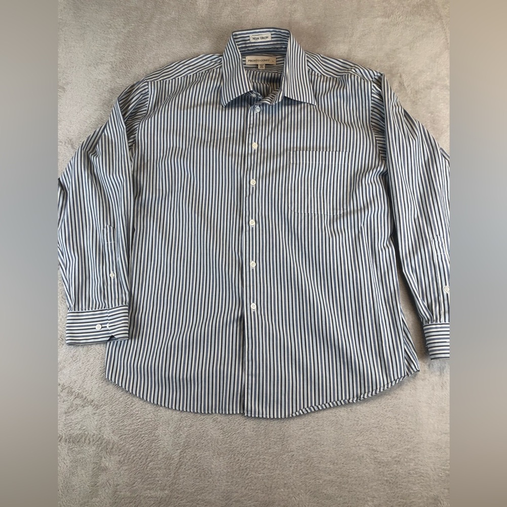 Men’s Pronto Uomo Non -Iron Fit Button Up Shirt •Size Large